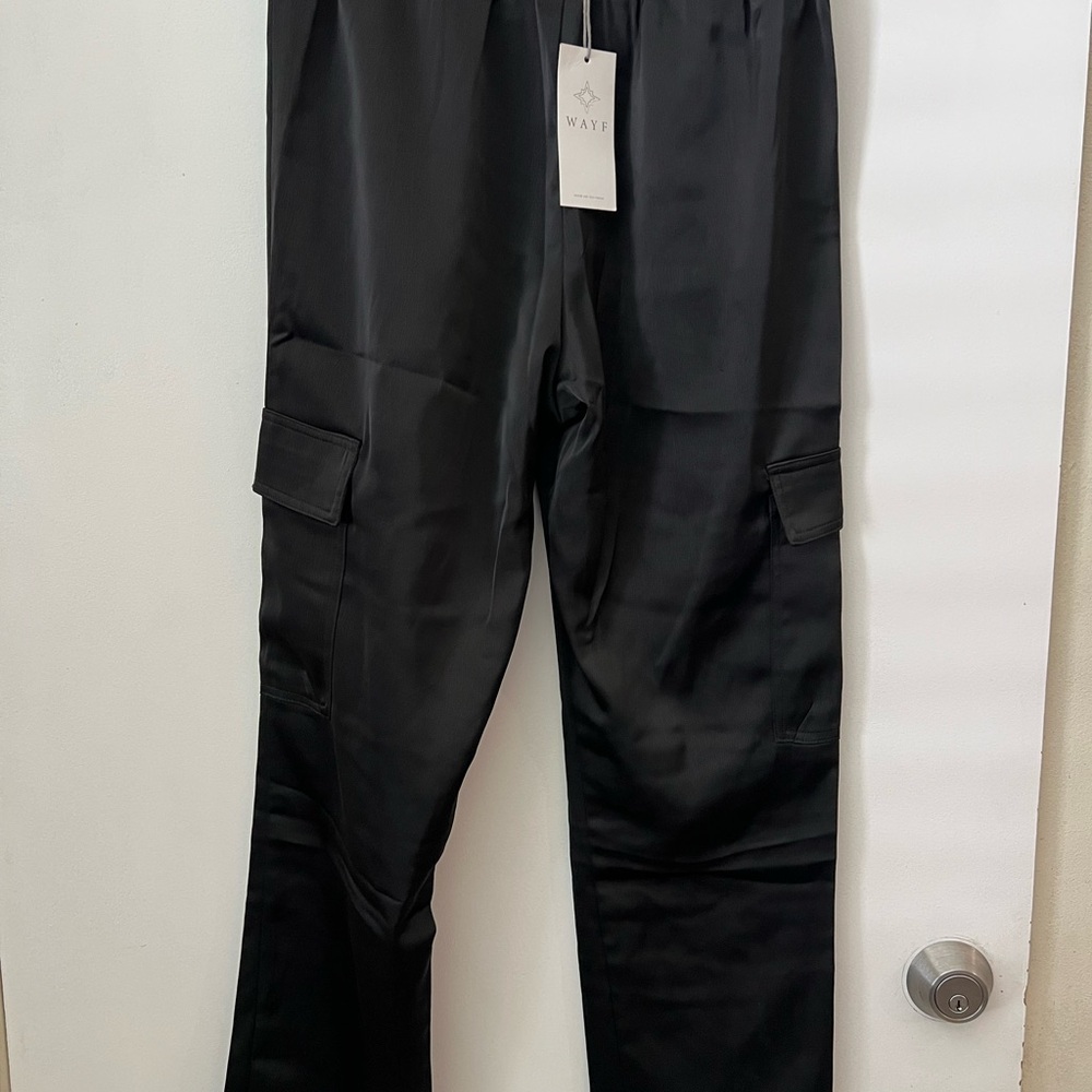 Wayf Black Cargo Pants Straight Fit